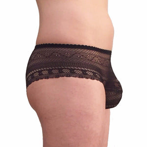 Panties: Black meshy-lace with lined pouch