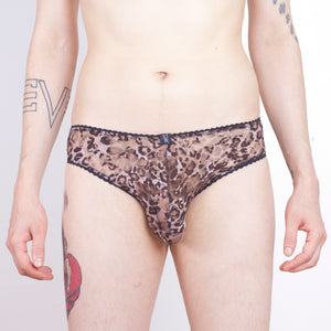 Leopard print briefs, lace panties for men 
