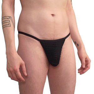 Adjustable: One size fits All G-String with Frilly black pouch