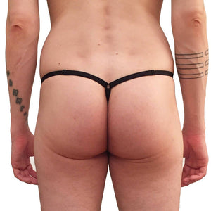 Adjustable: One size fits All G-String with Frilly black pouch